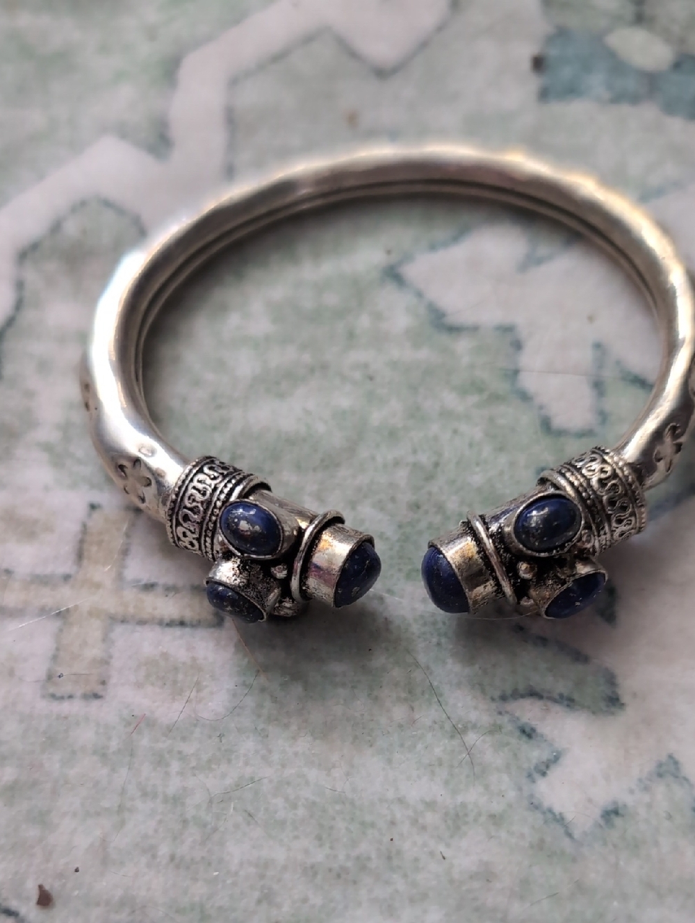 Lapis Metal Cuff Bracelet